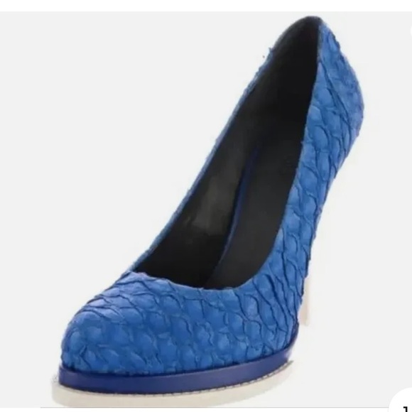 ALEXANDER Wang Aida Fish Scale Platform Heels-Blue - Picture 3 of 8